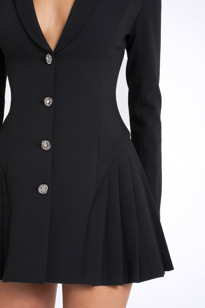 Stylish black dress | Beulah Pleate Blazer Mini Dress - Black - Ideal for special occasions