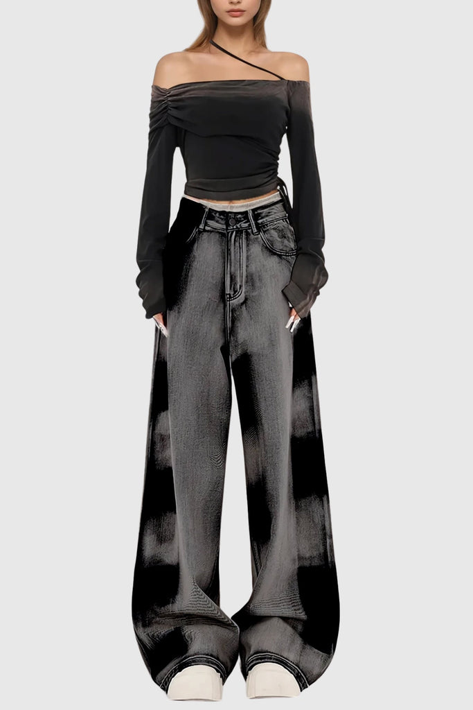Stylish beautiful dress | Beylke Tie Dye Asymmetric Jeans - Ideal for special occasions