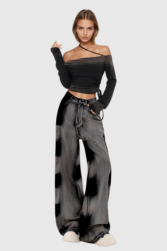 Shop  beautiful dress - Perfect for special occasions | Beylke Tie Dye Asymmetric Jeans