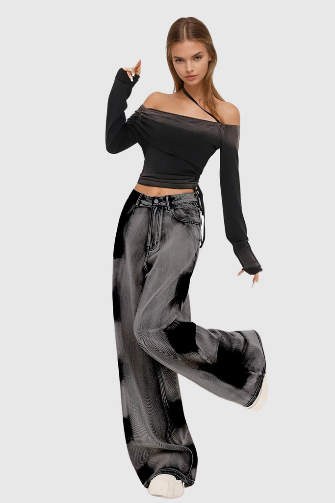 Shop  beautiful dress - Perfect for special occasions | Beylke Tie Dye Asymmetric Jeans