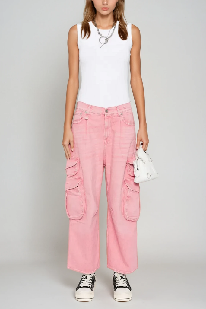 Stylish beautiful dress | Bharata Bleached Pocket Cargo Jeans - Ideal for special occasions