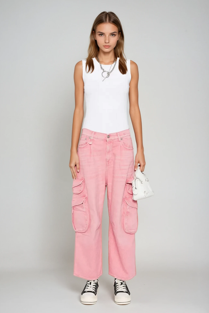 Shop  beautiful dress - Perfect for special occasions | Bharata Bleached Pocket Cargo Jeans