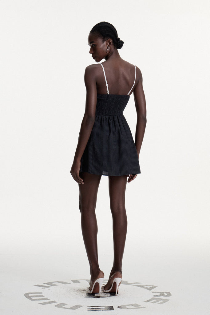 Stylish black dress | Bhaskara Stripe Lace Spaghetti Mini Dress In Black - Ideal for special occasions