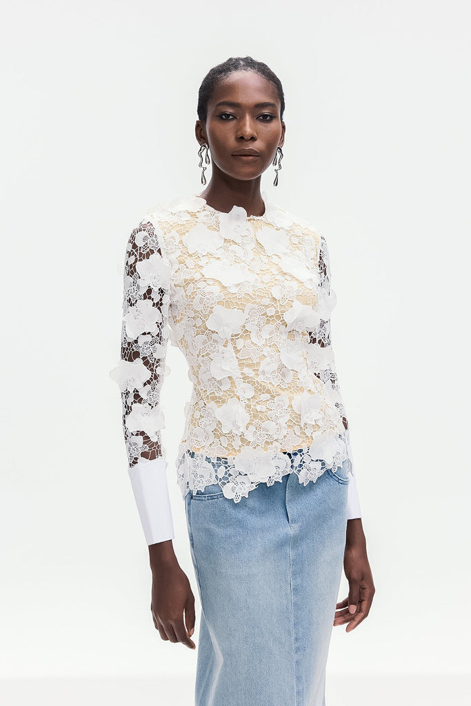 Shop  beautiful dress - Perfect for special occasions | Bhishma Flower Cutout Lace Top