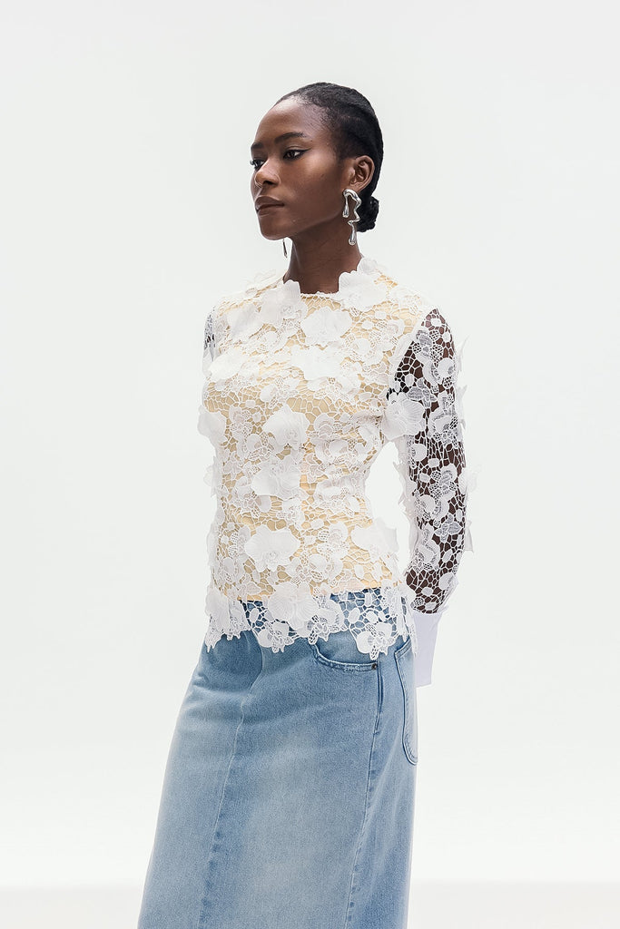 Stylish beautiful dress | Bhishma Flower Cutout Lace Top - Ideal for special occasions