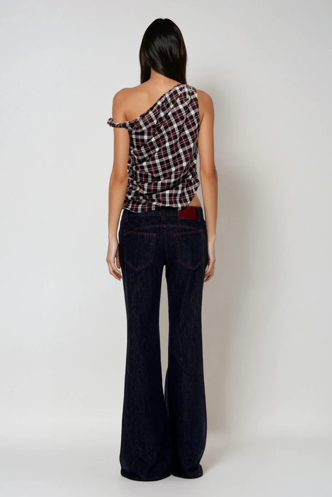 Shop  black dress - Perfect for special occasions | Bianca Grid One Shouder Ruch Top In Black