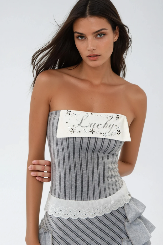 Stylish beautiful dress | Bibek Stripe Ruffle Asymmetric Mini Dress - Ideal for special occasions