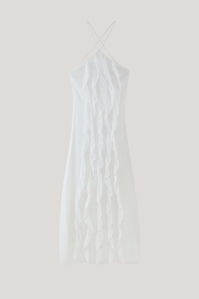 Shop  beautiful dress - Perfect for special occasions | Bice Ruffle Mesh Backless Maxi Dress