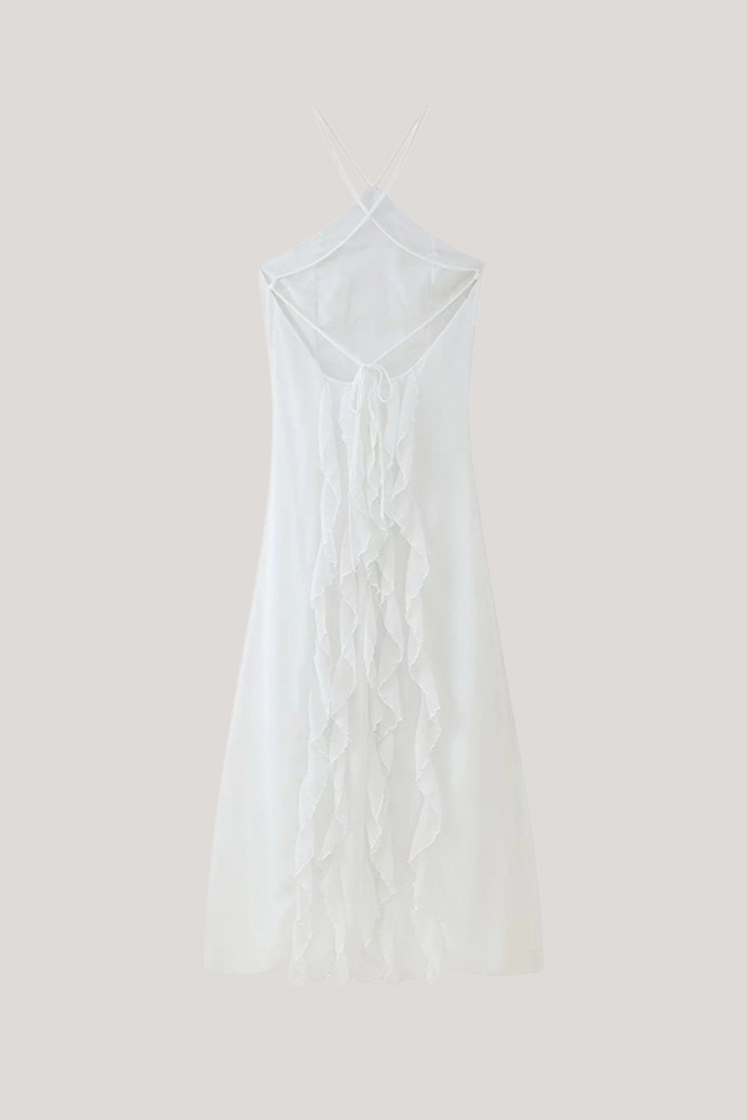 Bice Ruffle Mesh Backless Maxi Dress - Stylish beautiful dress for special occasions | Buy Online