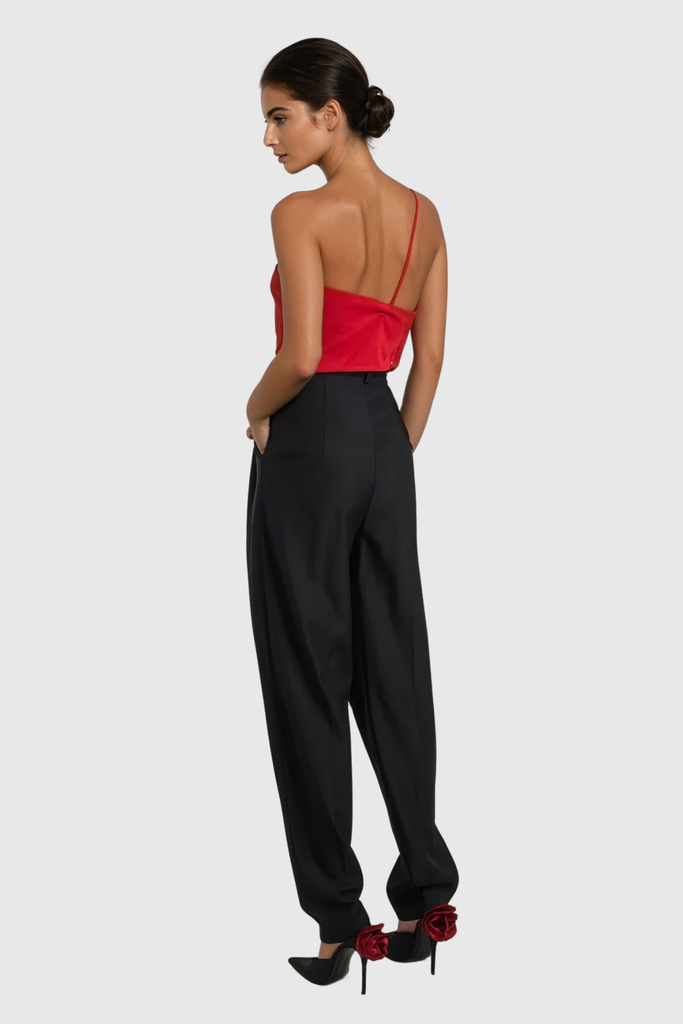 Stylish red dress | Bidziil Flower One Shouder Top In Red - Ideal for special occasions