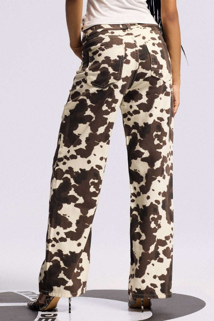 Stylish beautiful dress | Bihotz Cow Print Bleached Jeans - Ideal for special occasions