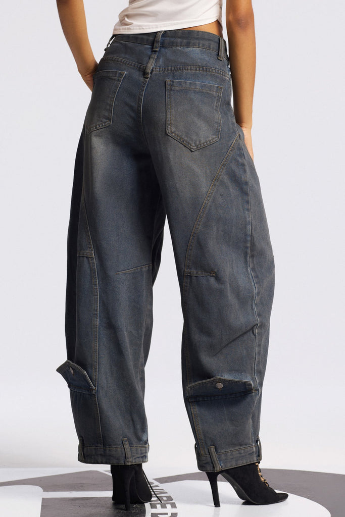 Shop  beautiful dress - Perfect for special occasions | Bilal Print Asymmetric Baggy Jeans