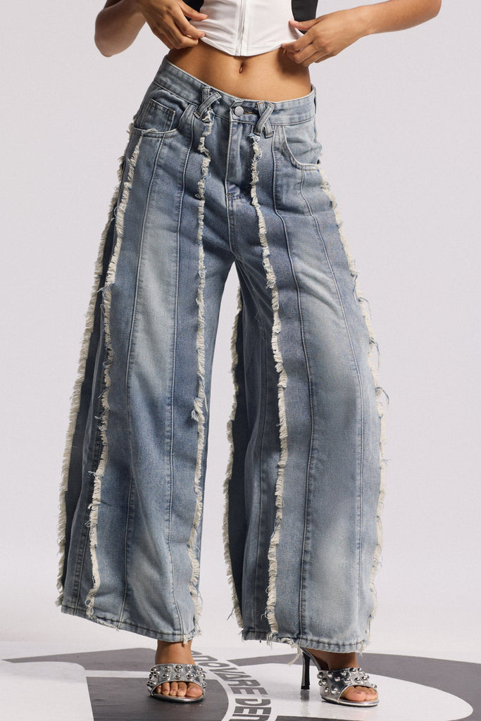 Stylish beautiful dress | Biljana Fringe Straight Jeans - Ideal for special occasions