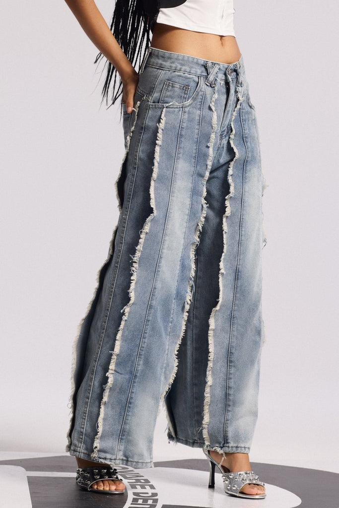 Biljana Fringe Straight Jeans - Stylish beautiful dress for special occasions | Buy Online