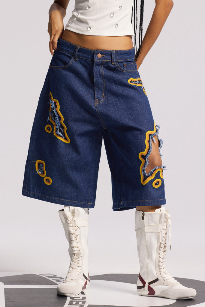 Shop  blue midi - Perfect for special occasions | Billie Cutout Midi Jeans In Deep Blue