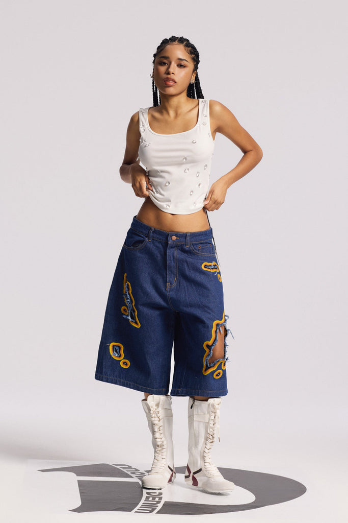 Shop  blue midi - Perfect for special occasions | Billie Cutout Midi Jeans In Deep Blue