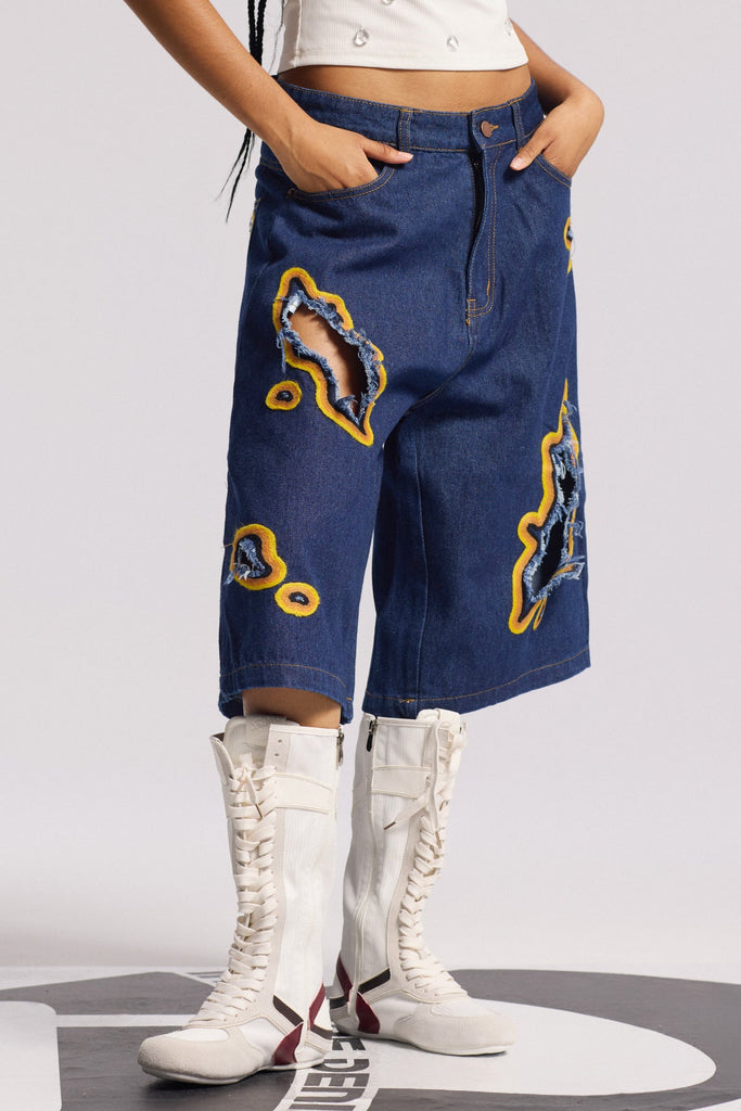 Shop  blue midi - Perfect for special occasions | Billie Cutout Midi Jeans In Deep Blue