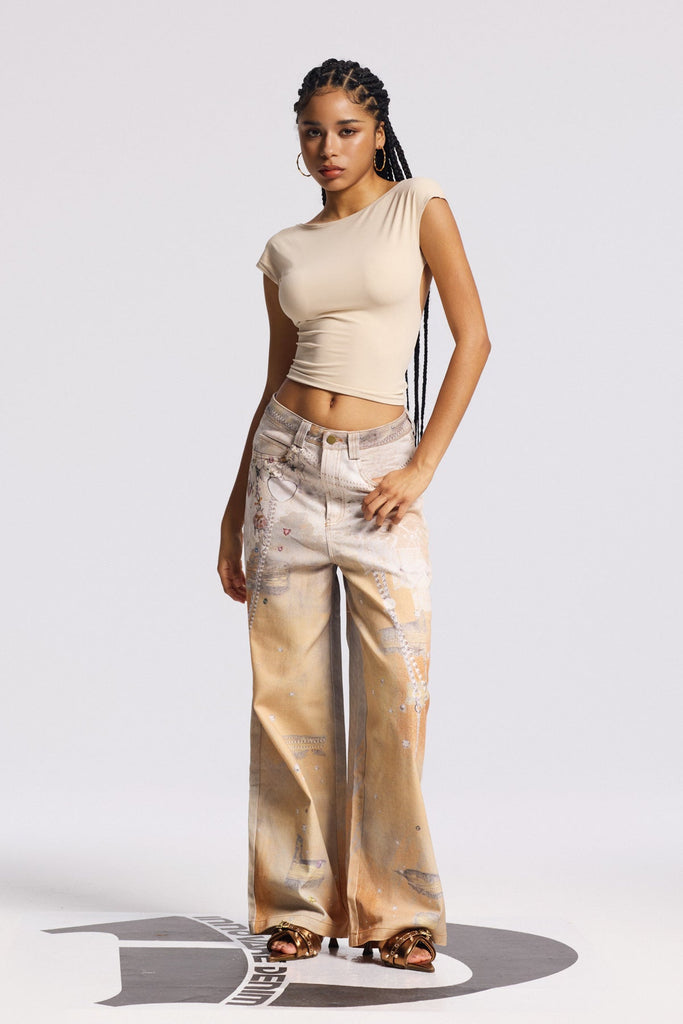 Bilqis Print Jeans - Stylish beautiful dress for special occasions | Buy Online