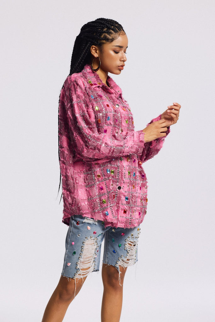 Shop  beautiful dress - Perfect for special occasions | Bine Crystal Plaid Shirt