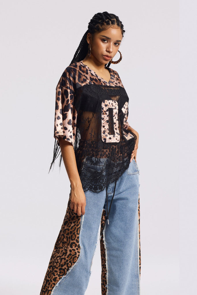 Binyamin Lace T Shirt In Brown - Stylish brown dress for special occasions | Buy Online