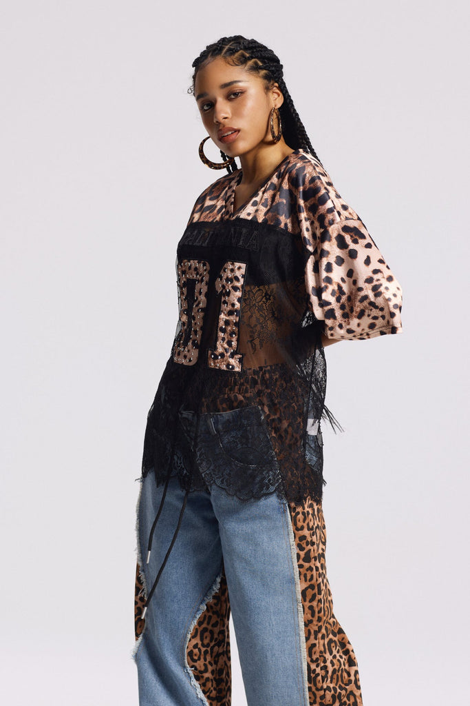 Binyamin Lace T Shirt In Brown - Stylish brown dress for special occasions | Buy Online