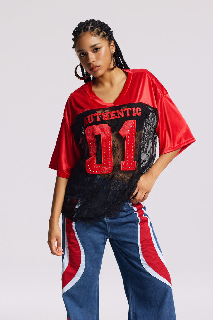 Stylish red dress | Binyamin Lace T Shirt In Red - Ideal for special occasions