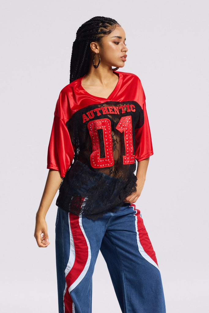 Shop  red dress - Perfect for special occasions | Binyamin Lace T Shirt In Red