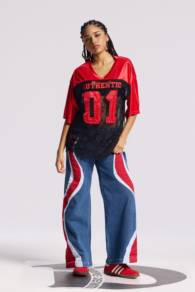 Stylish beautiful dress | Bion Stripe Wide Leg Jeans - Ideal for special occasions