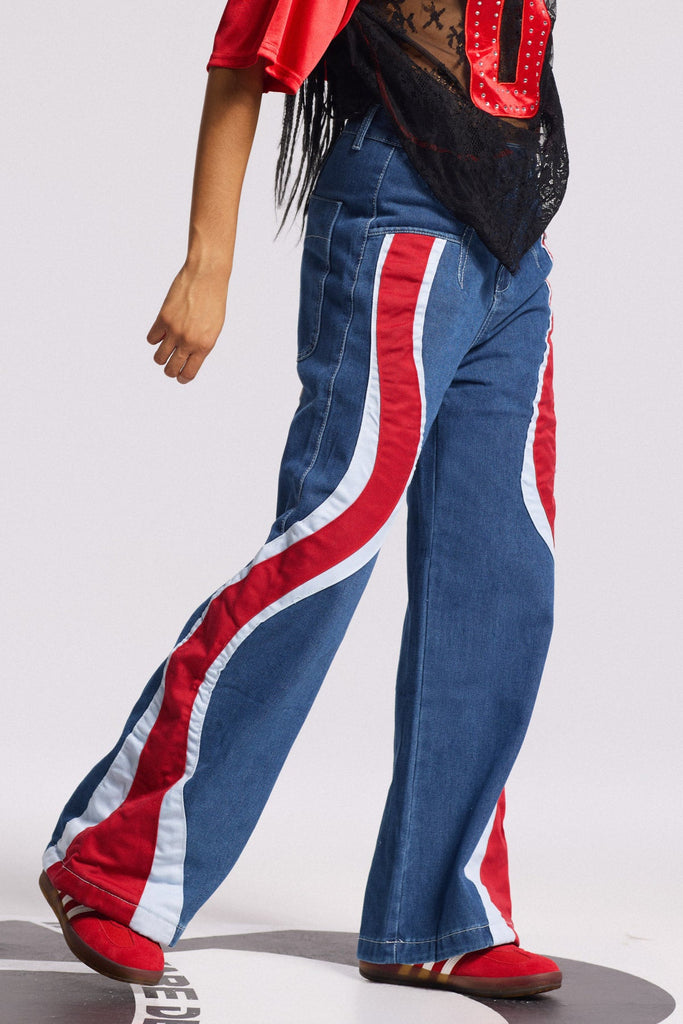 Stylish beautiful dress | Bion Stripe Wide Leg Jeans - Ideal for special occasions