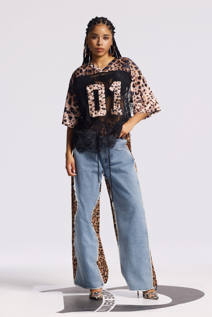 Birgir Deconstruct Leopard Jeans - Stylish beautiful dress for special occasions | Buy Online