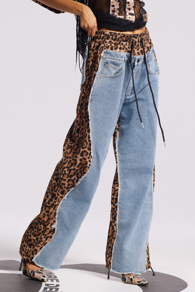 Birgir Deconstruct Leopard Jeans - Stylish beautiful dress for special occasions | Buy Online