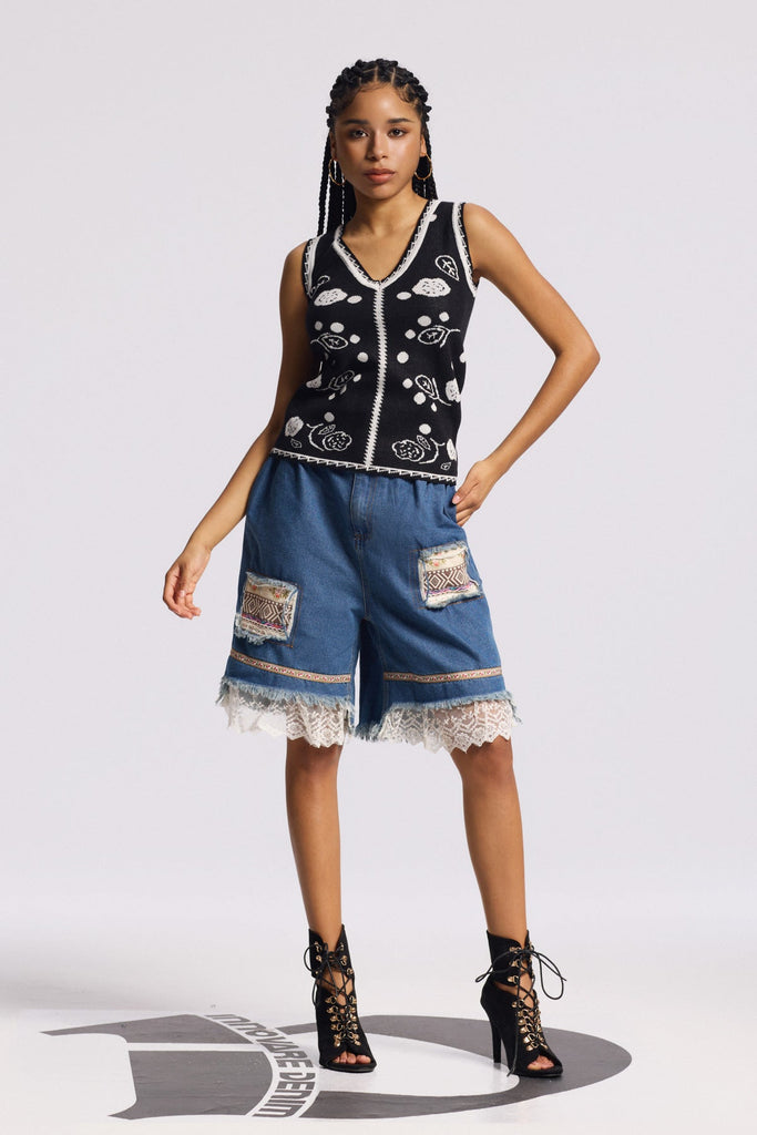 Birkir Lace Fringe Midi Jeans - Stylish beautiful midi for special occasions | Buy Online