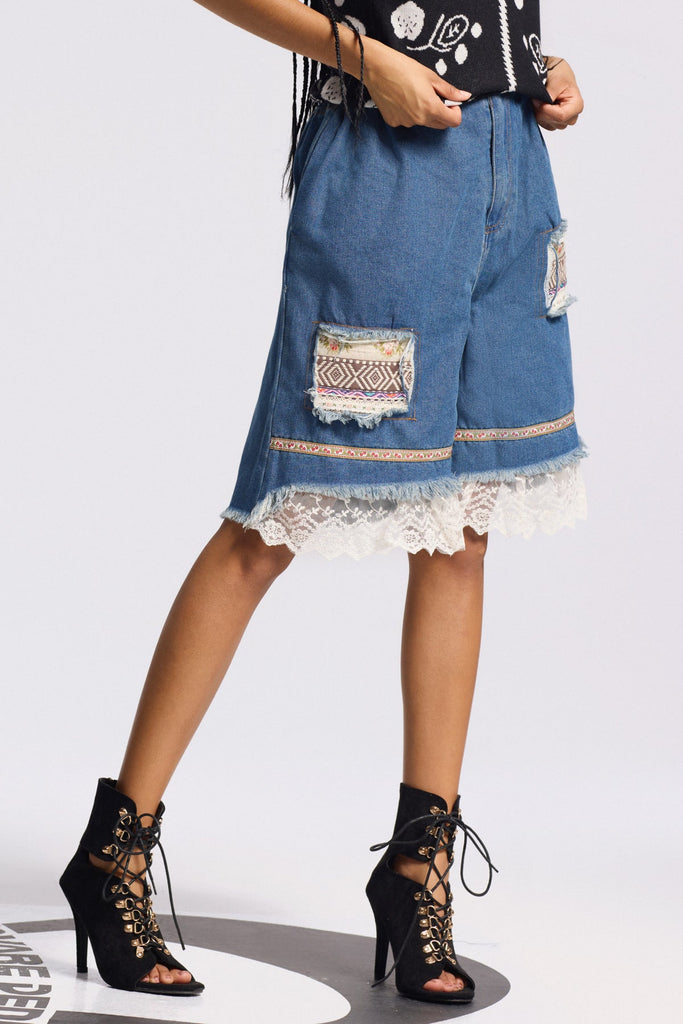 Stylish beautiful midi | Birkir Lace Fringe Midi Jeans - Ideal for special occasions