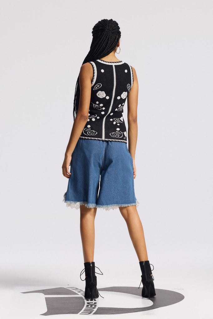 Stylish beautiful midi | Birkir Lace Fringe Midi Jeans - Ideal for special occasions