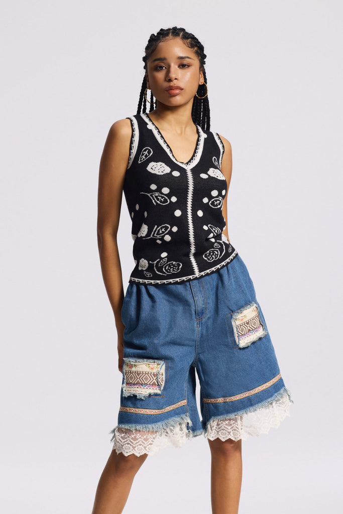 Stylish red dress | Birta Embroidered Floral Knit Top - Ideal for special occasions