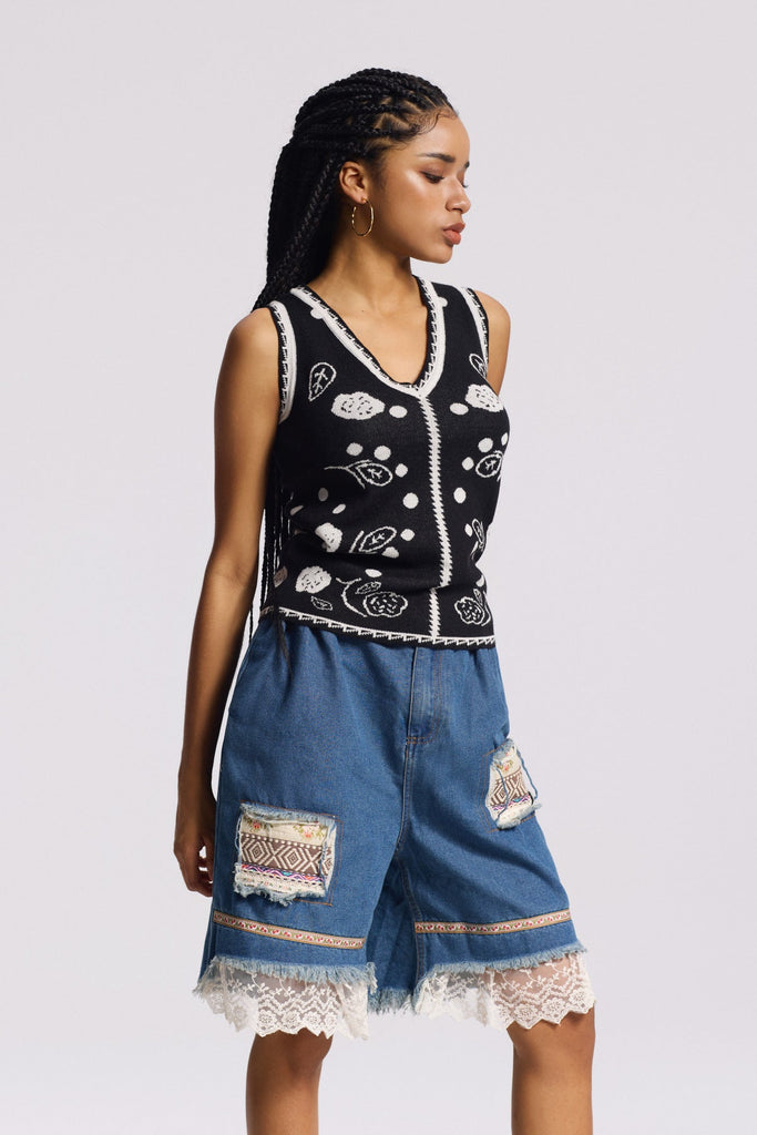 Stylish red dress | Birta Embroidered Floral Knit Top - Ideal for special occasions