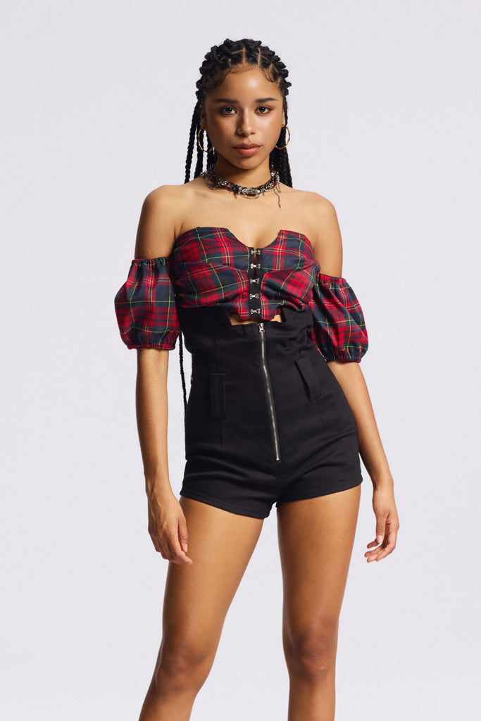 Shop  beautiful dress - Perfect for special occasions | Biruta Off Shoulder Plaid Pants Set