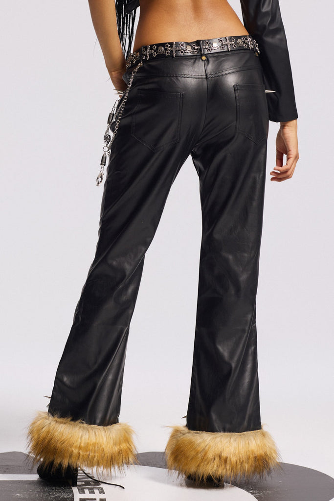 Shop  beautiful dress - Perfect for special occasions | Bishop Faux Fur Paperclip Leather Pants