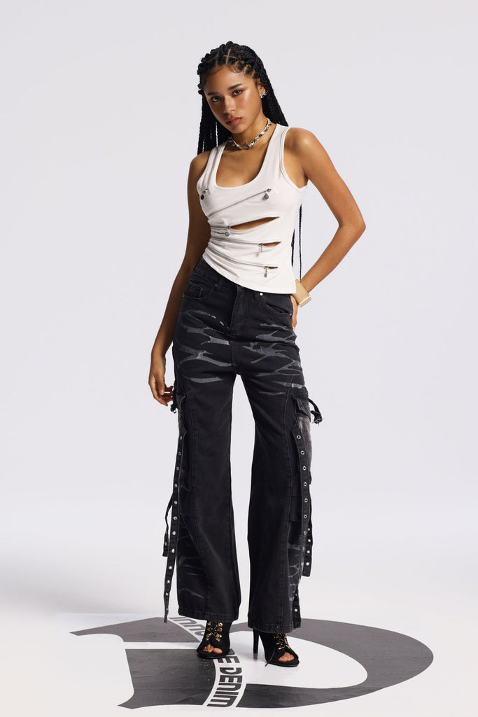 Stylish beautiful dress | Bithiah Print Pocket Jeans - Ideal for special occasions