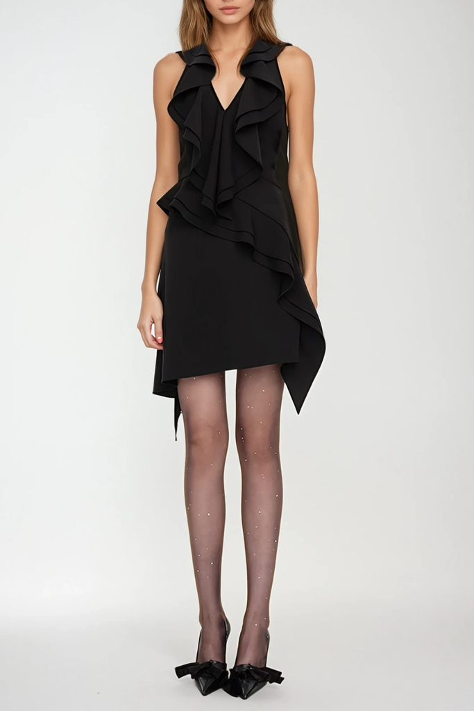 Bjarke Ruffle Asymmetric Mini Dress - Stylish beautiful dress for special occasions | Buy Online