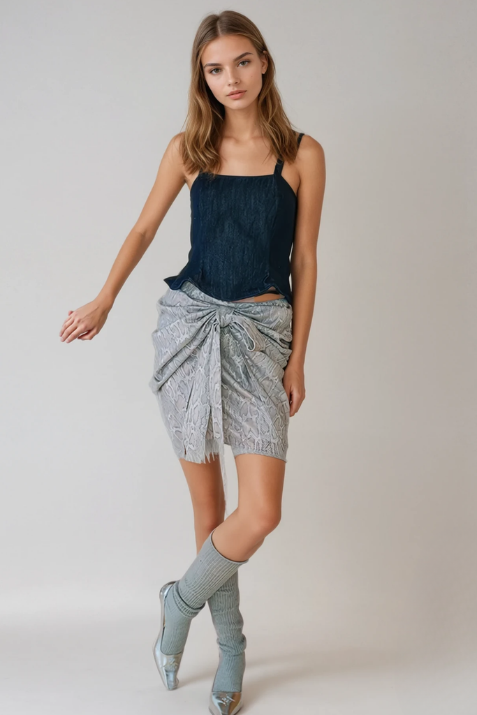 Bjarki Python Pattern Ruch Mini Skirt - Stylish beautiful mini for special occasions | Buy Online