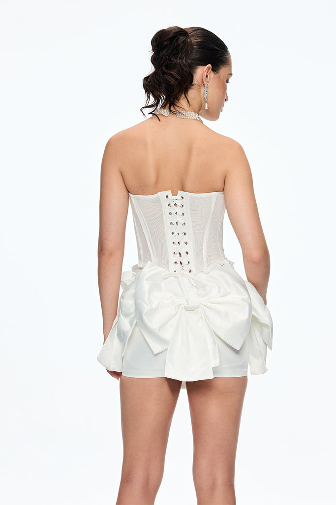 Shop  white dress - Perfect for special occasions | Bjarte Flower Bow Corset Skirt Set In White
