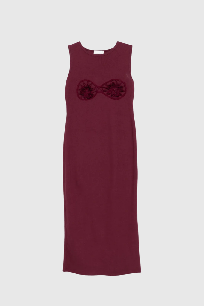 Bjartur Flower Sleeveless Knit Maxi Dress In Red - Stylish red dress for special occasions | Buy Online