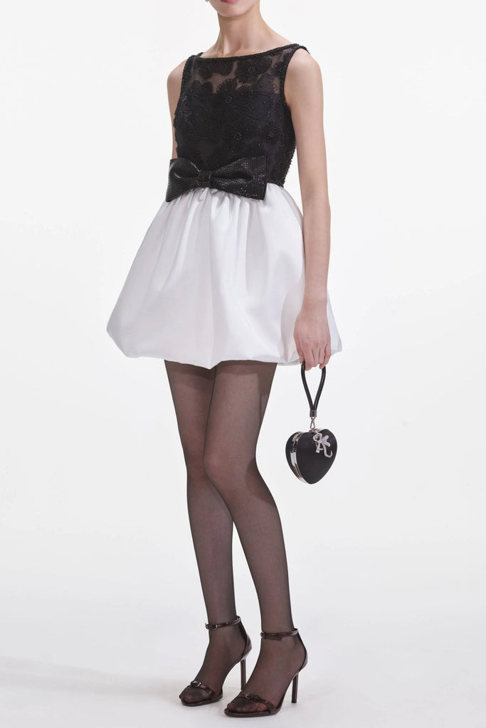 Stylish white dress | Black And White Tulle Mini Dress - Ideal for special occasions