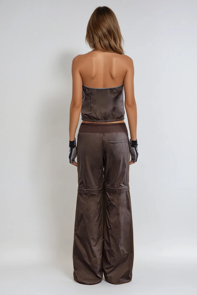 Blaga Deconstruct Cutout Pants Set In Brown - Stylish brown dress for special occasions | Buy Online