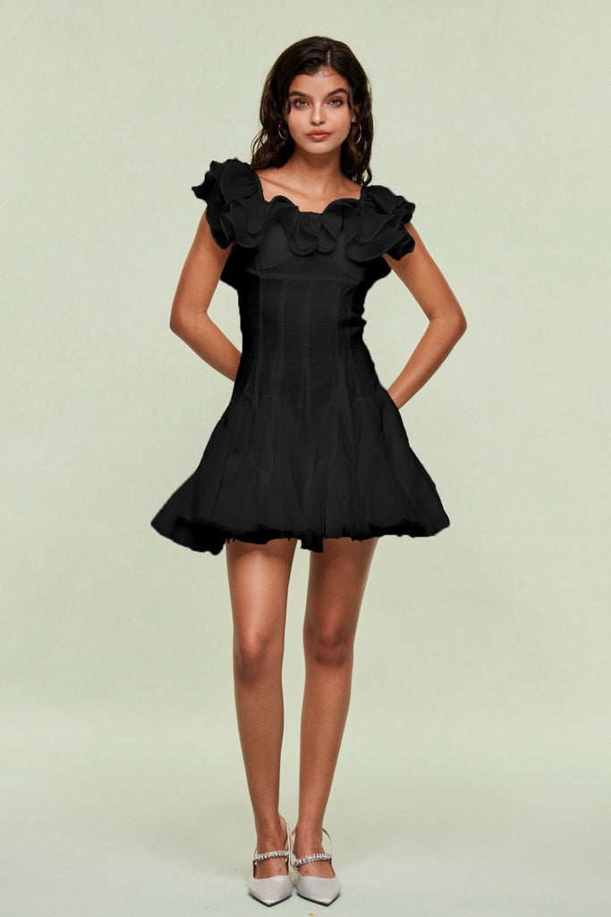 Shop  black dress - Perfect for special occasions | Blago Ruffle Corset Mini Dress In Black