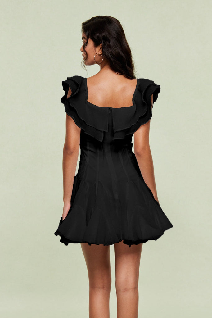 Stylish black dress | Blago Ruffle Corset Mini Dress In Black - Ideal for special occasions
