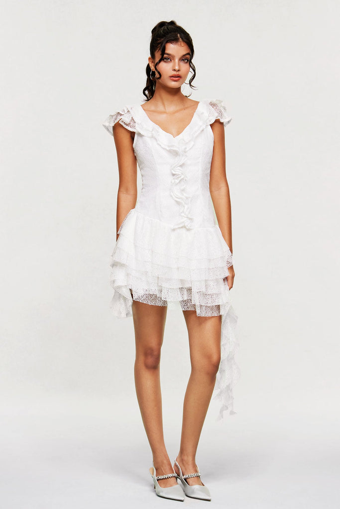Blagoj Ruffle Asymmetric Mini Dress - Stylish beautiful dress for special occasions | Buy Online