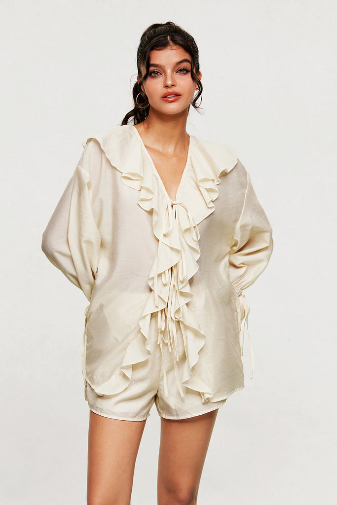 Stylish beautiful dress | Blagoje Drawstring Ruffle Pants Set - Ideal for special occasions