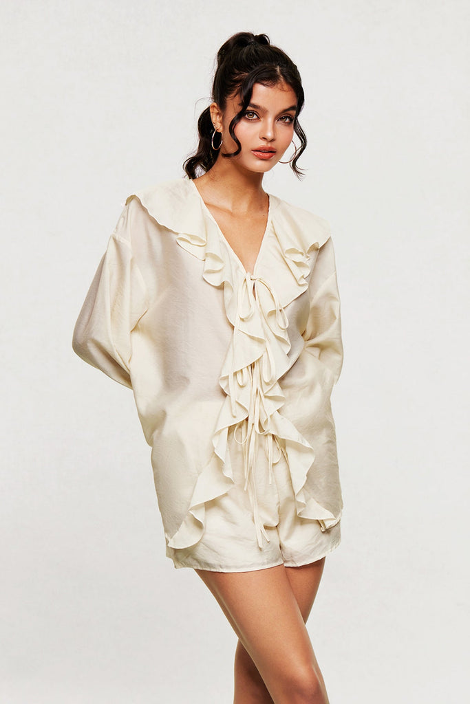 Stylish beautiful dress | Blagoje Drawstring Ruffle Pants Set - Ideal for special occasions